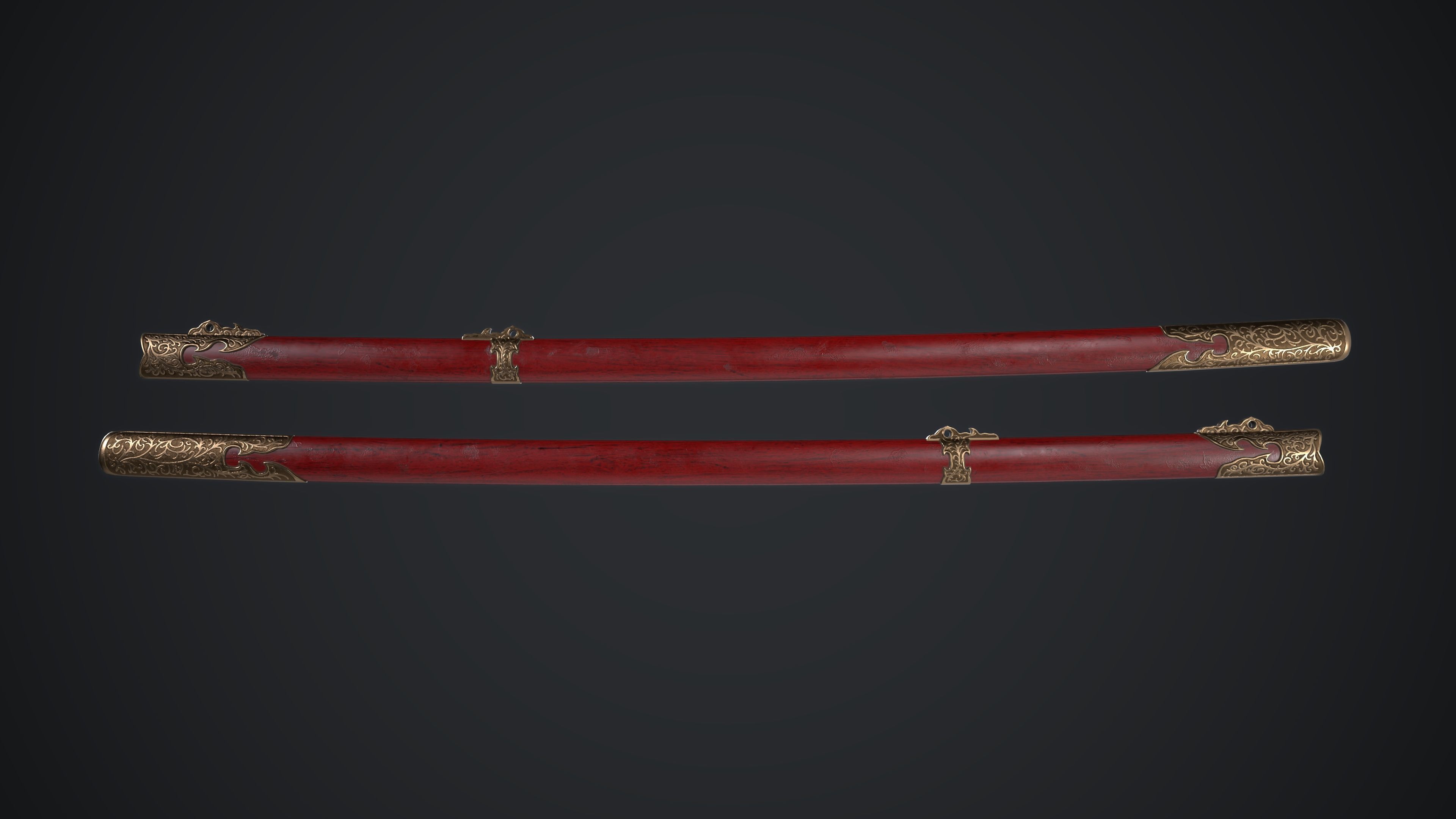 Long Sword Melee Weapon Low-poly 3D model_14