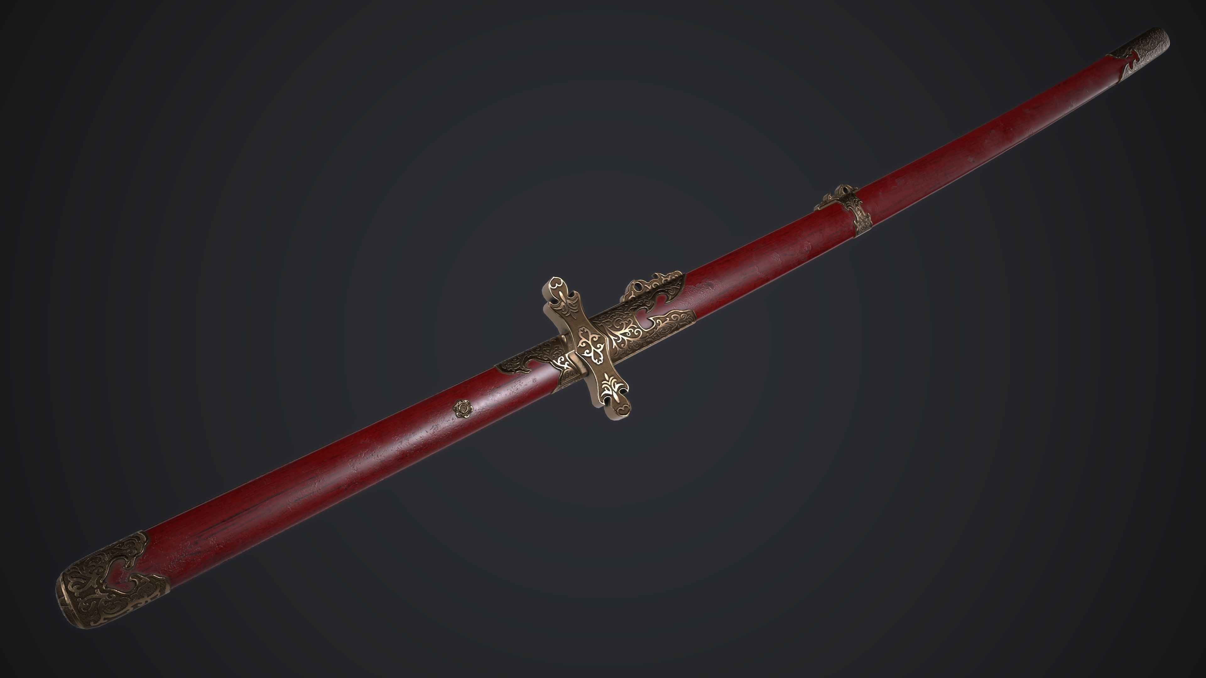 Long Sword Melee Weapon Low-poly 3D model_1