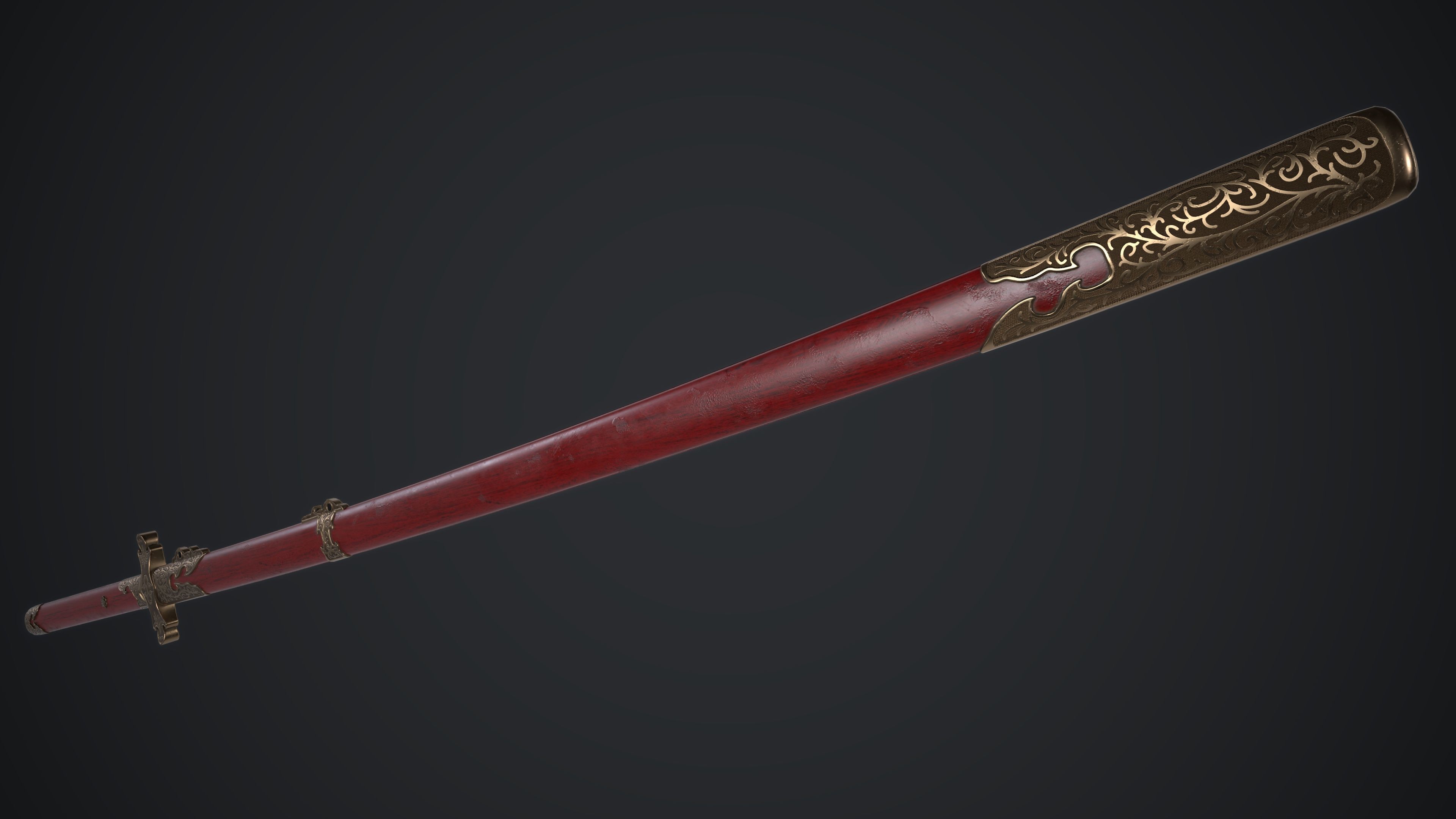 Long Sword Melee Weapon Low-poly 3D model_3