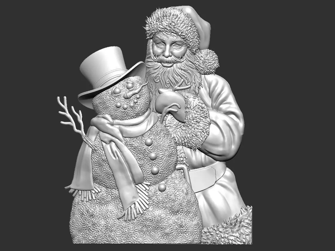 Santa and Snowman 3D print model_0