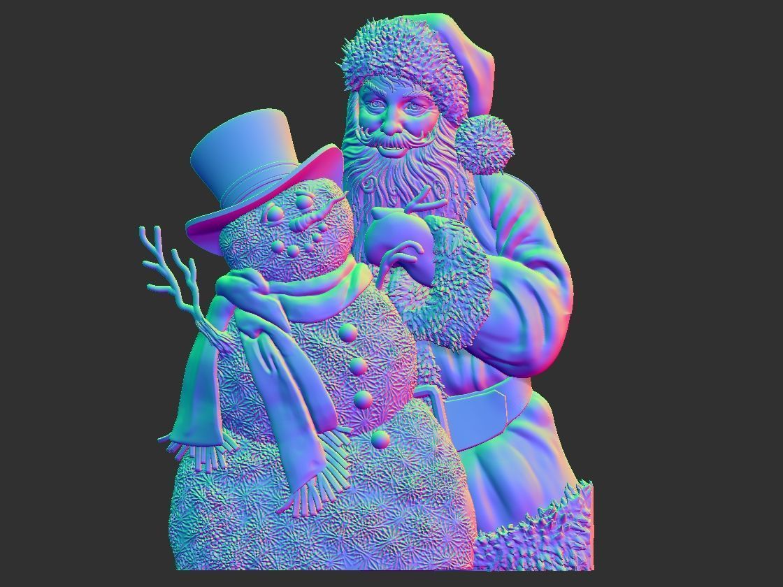 Santa and Snowman 3D print model_3