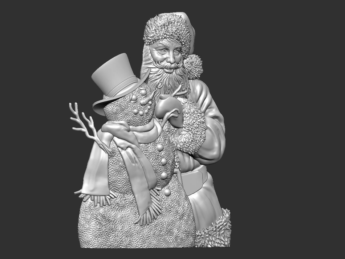 Santa and Snowman 3D print model_1