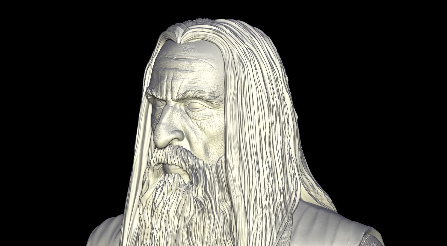 Saruman Bust 3D print model_9