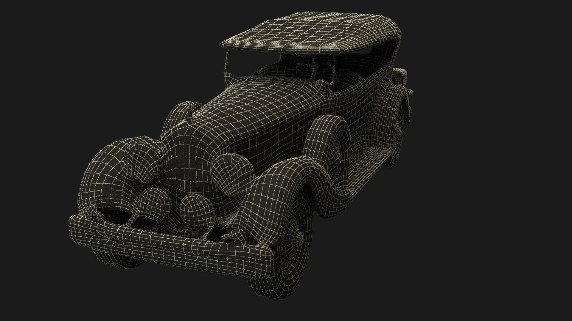 Red vintage car Low-poly 3D model_7