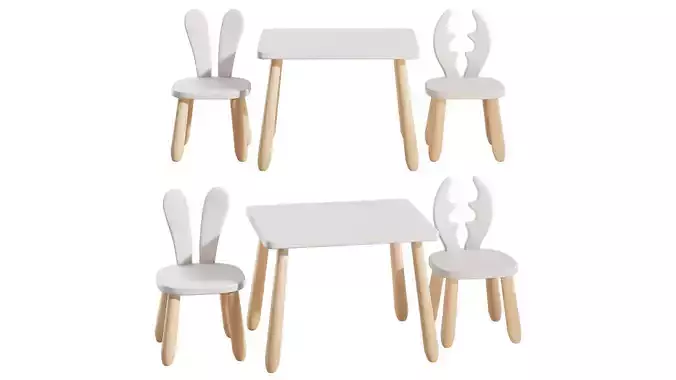 Natur White Wild wooden childrens set