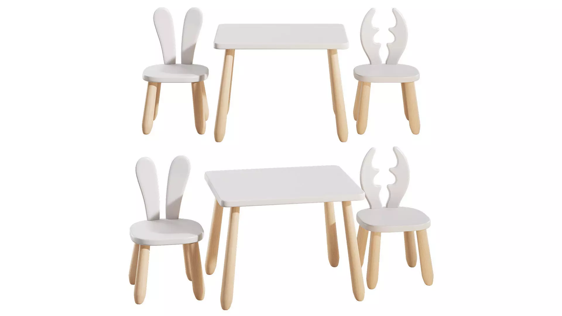 Natur White Wild wooden childrens set 3D model
