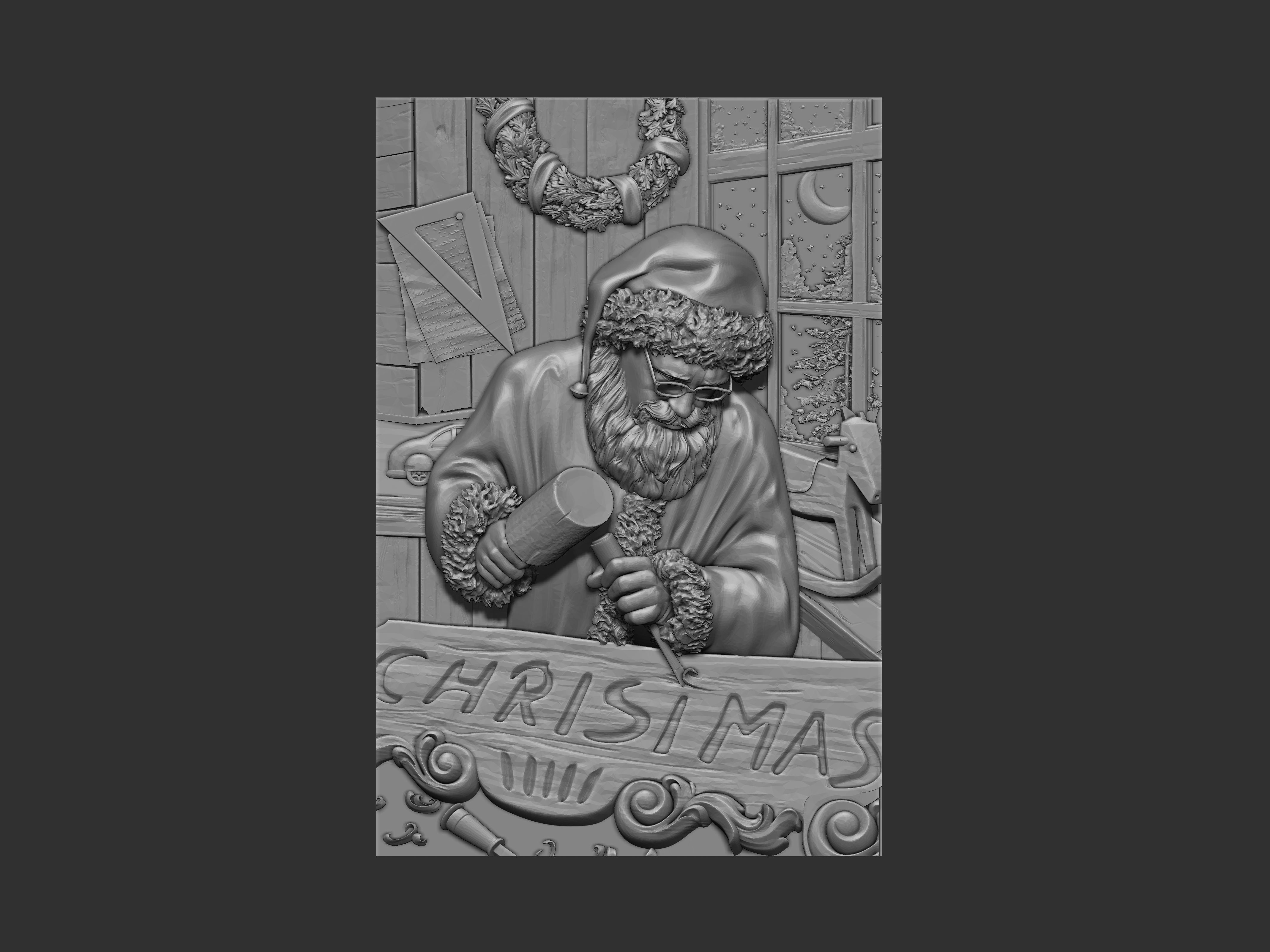 SANTA CARVING 3D print model_1