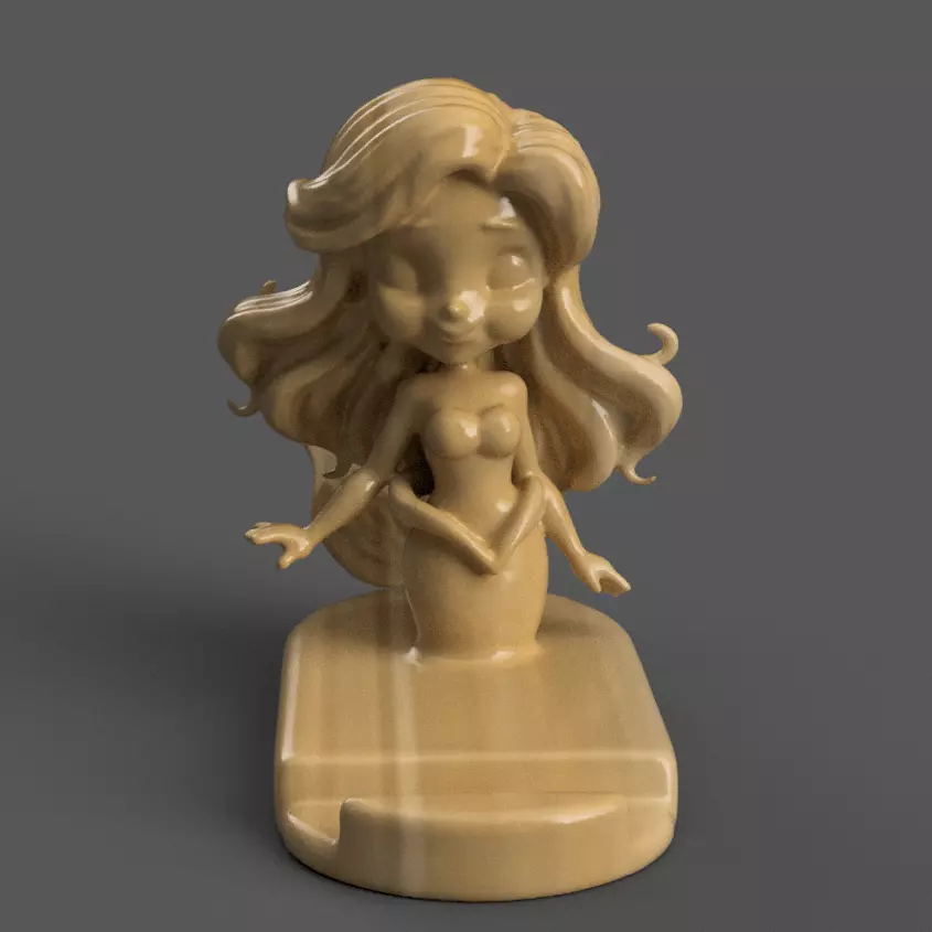 Cute Mermaid Phone Holder Stand for Desk or Table 1 3D print model_0