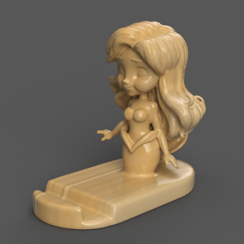 Cute Mermaid Phone Holder Stand for Desk or Table 1 3D print model_1