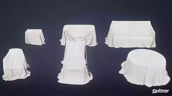 JOBSITE - Drop Cloth Furniture 01 - LOW POLY AND NANITE Low-poly 3D model