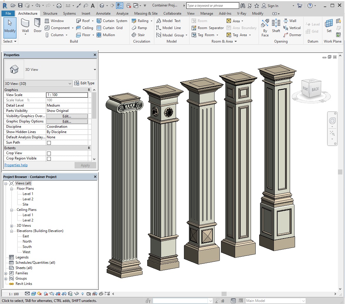 Parametric Classic Columns Family for Revit Pack Two 3D model_1