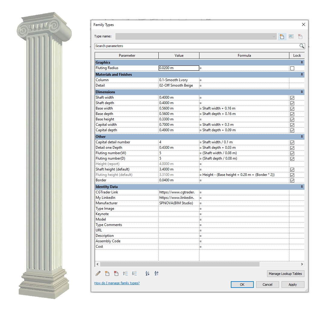 Parametric Classic Columns Family for Revit Pack Two 3D model_2