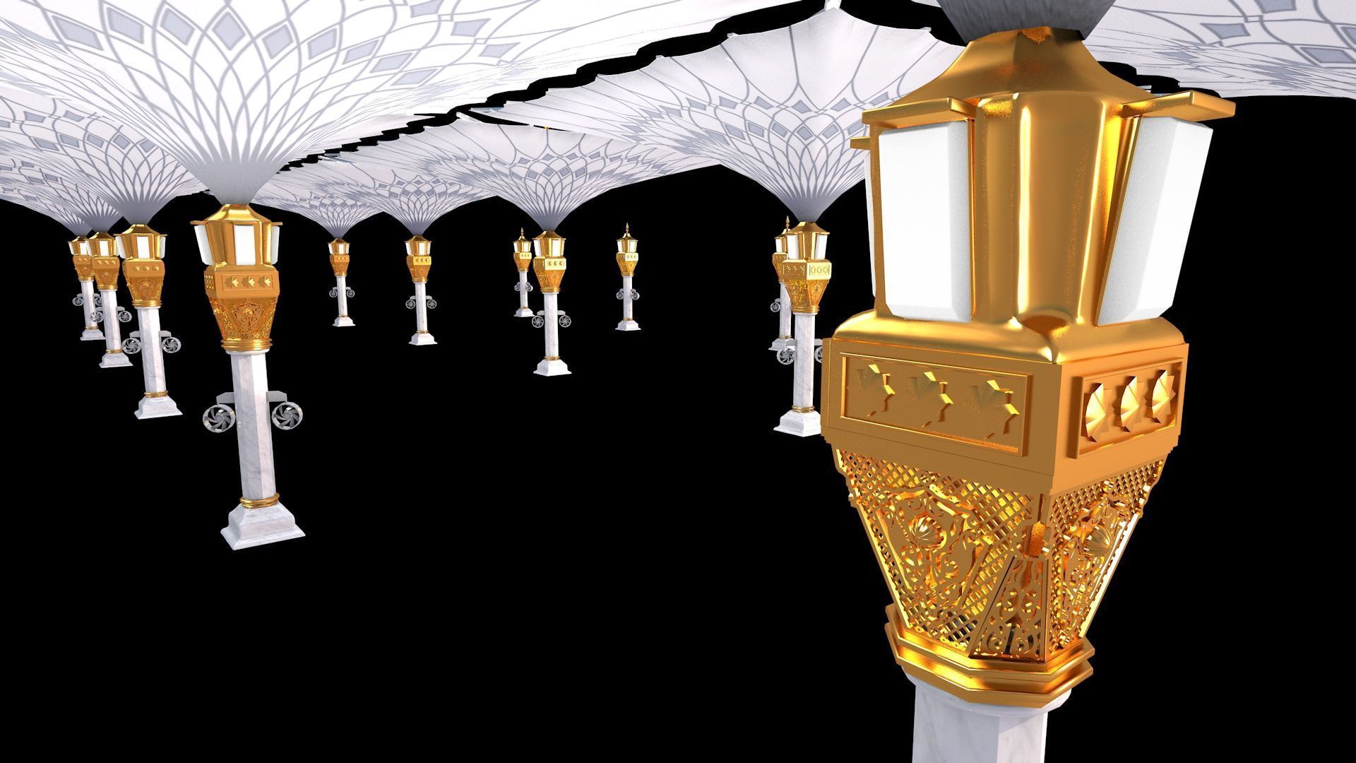 Masjid-e-Nabwi Umbrella 3D model_10