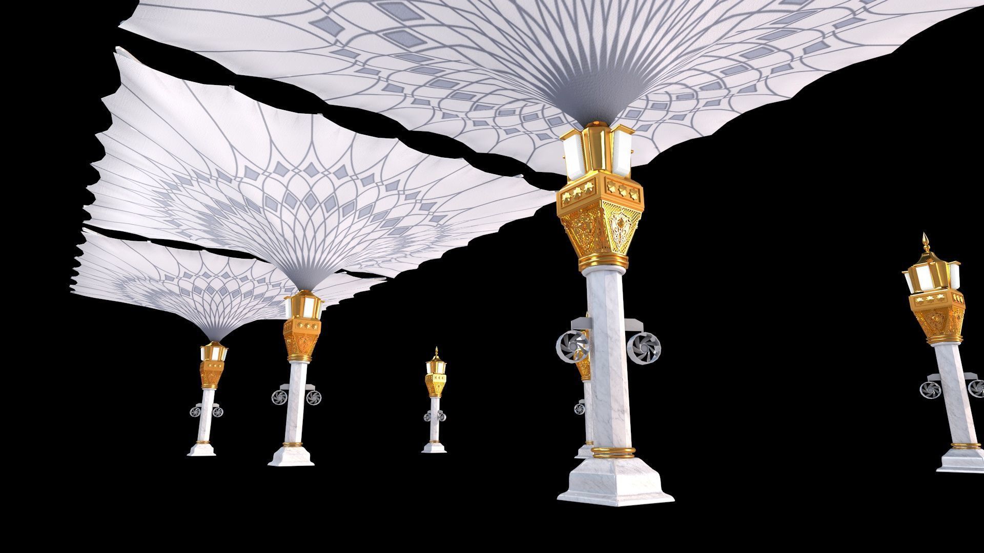 Masjid-e-Nabwi Umbrella 3D model_5