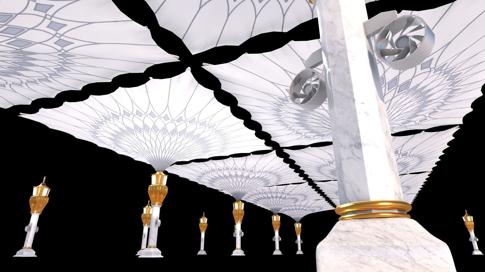 Masjid-e-Nabwi Umbrella 3D model_9