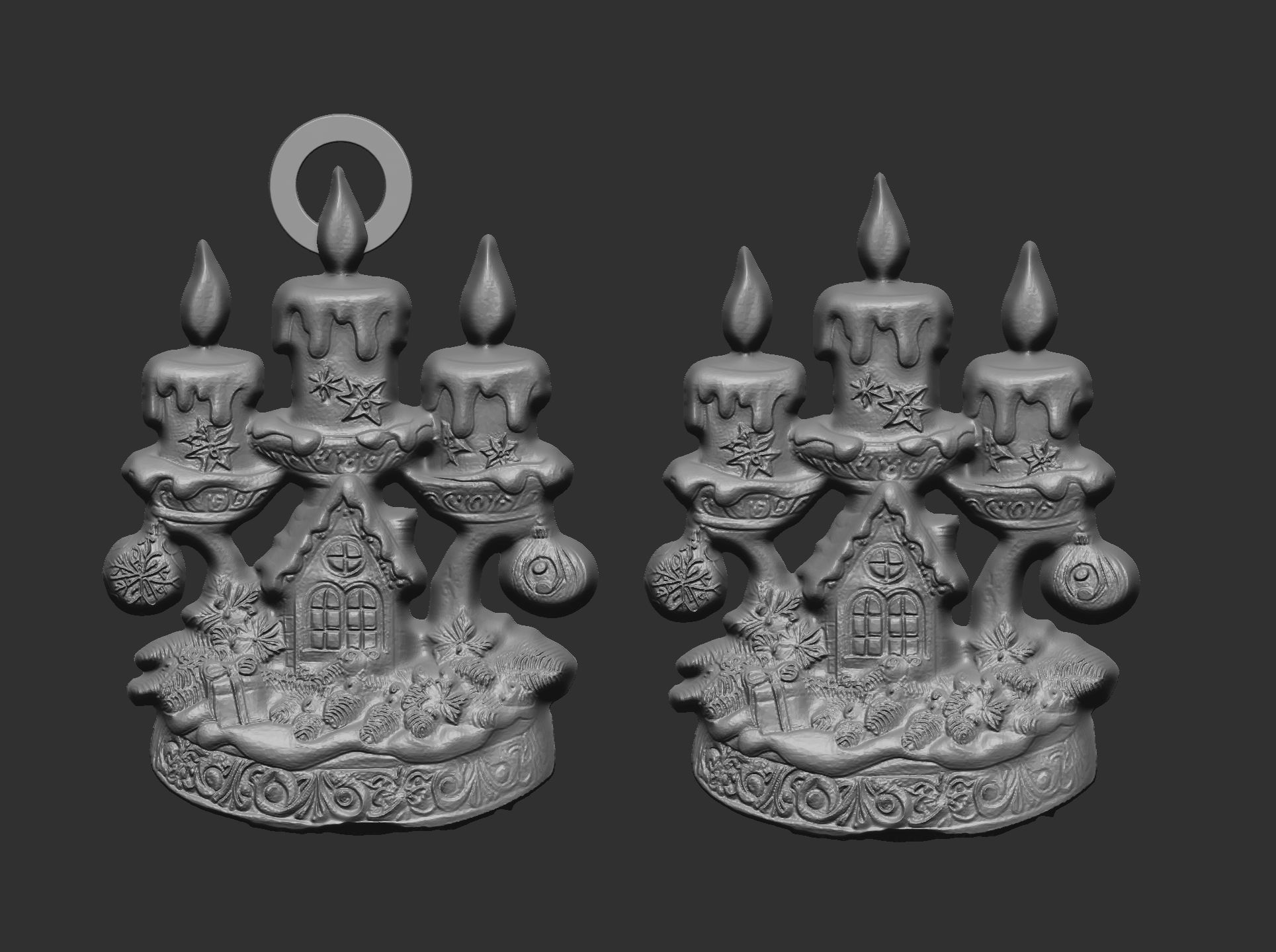 christmas tree candle decor  3D print model_3