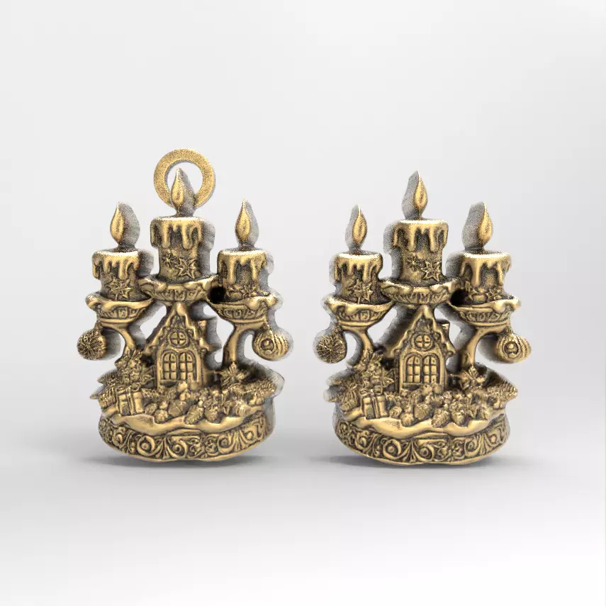 christmas tree candle decor  3D print model_0