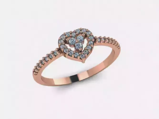 Delicate Heart Diamond Ring 3D print model