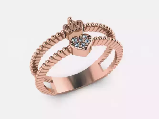 Crown Heart Diamond Ring 3D print model