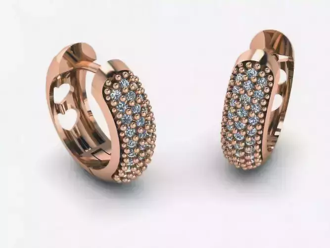 Diamond Hoops Earrings 3D print model Diamond Hoops Earrings 3D print model