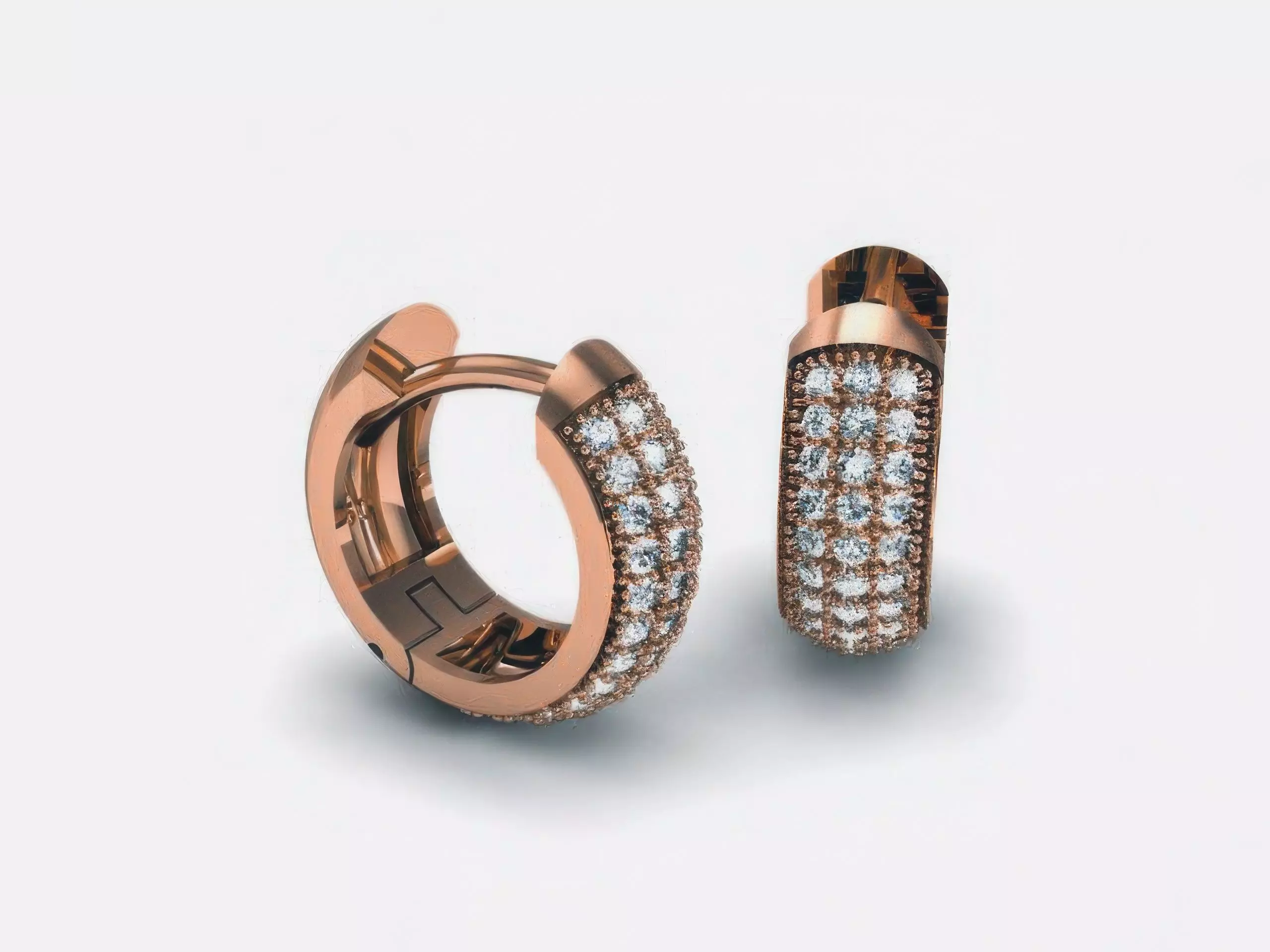 Diamond Hoops Earrings 3D print model_0