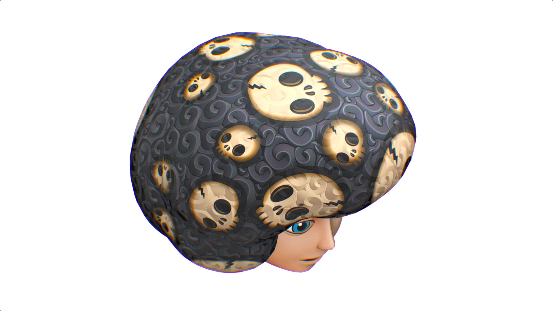 Black Afro Hair Cartoon Head Hairstyle Skull Low-poly 3D model_4