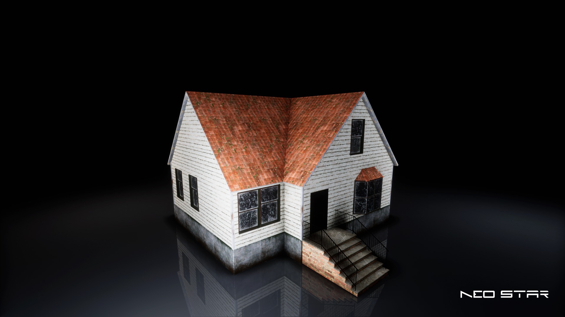 Post Apocalyptic Houses Low-poly 3D model_10