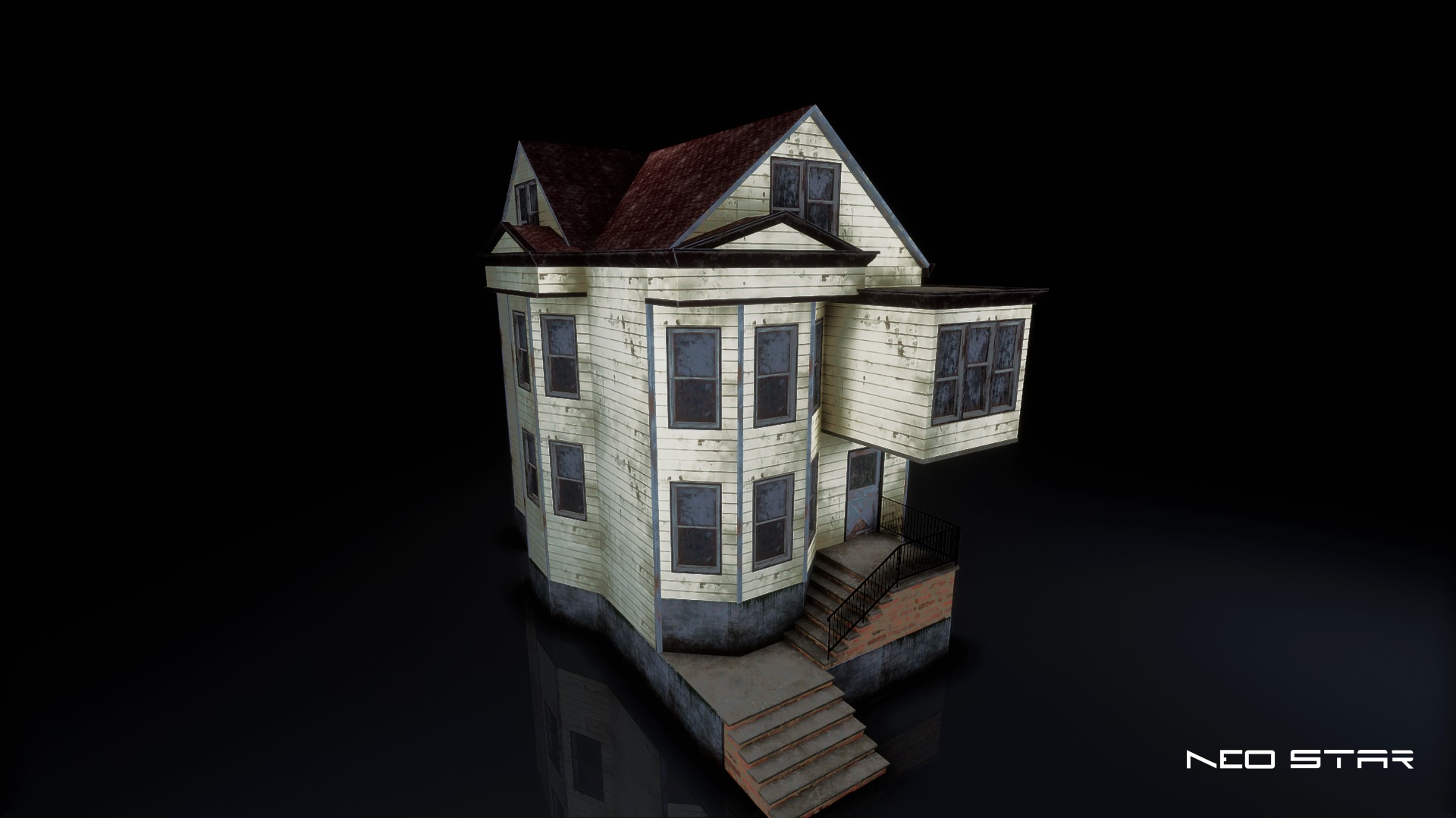 Post Apocalyptic Houses Low-poly 3D model_2