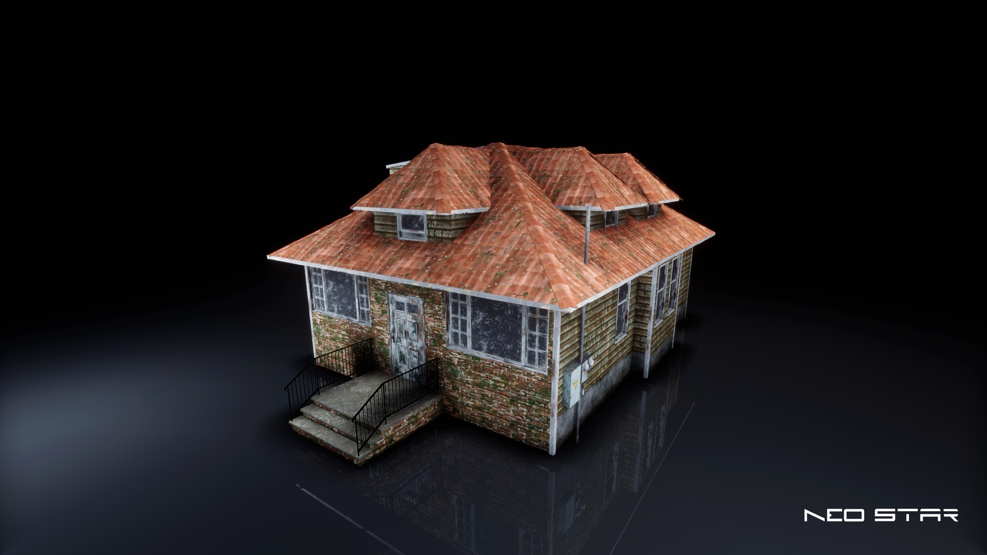 Post Apocalyptic Houses Low-poly 3D model_8