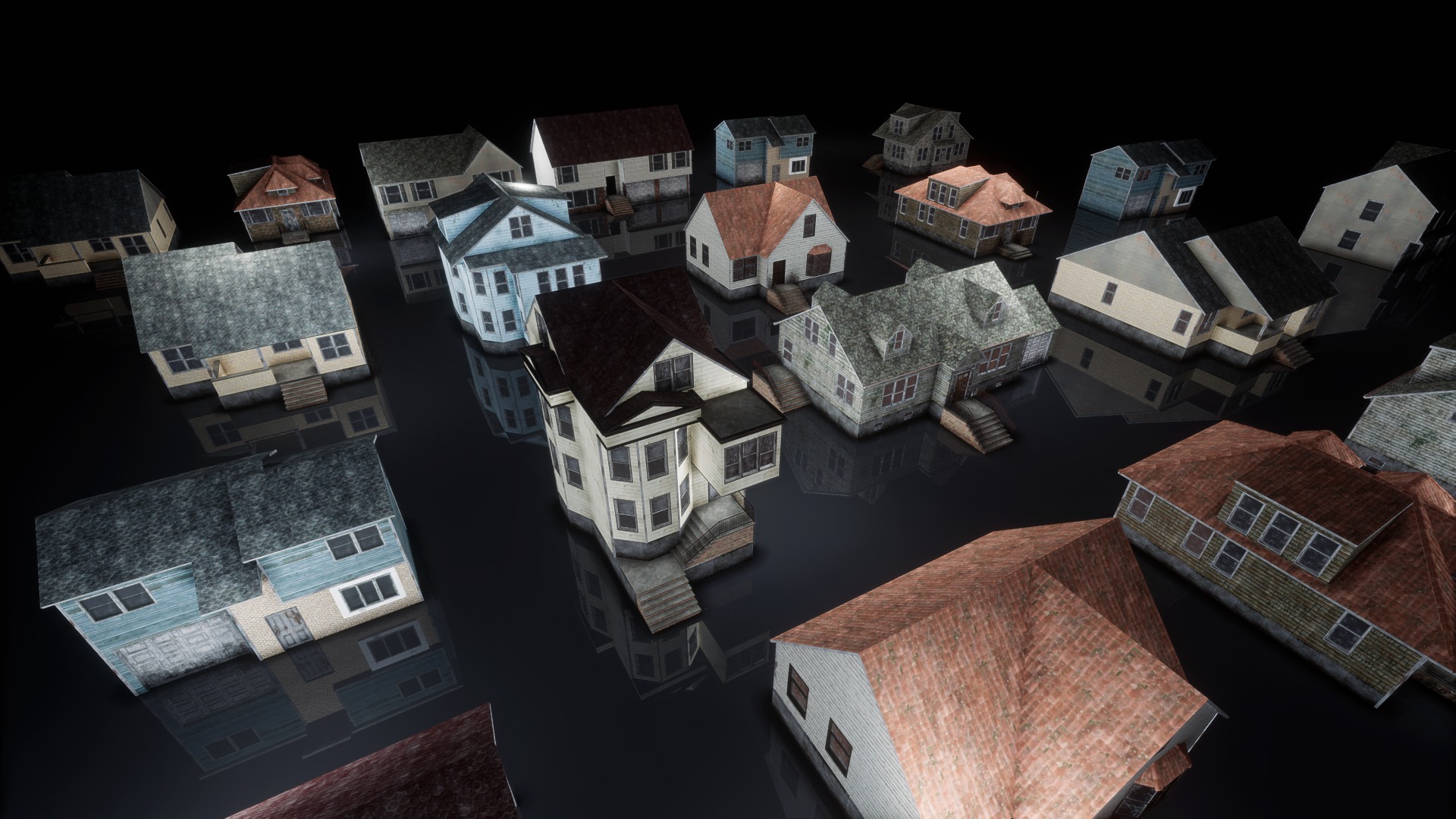 Post Apocalyptic Houses Low-poly 3D model_1