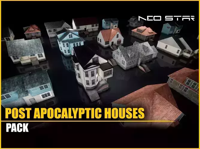 Post Apocalyptic Houses Low-poly 3D model