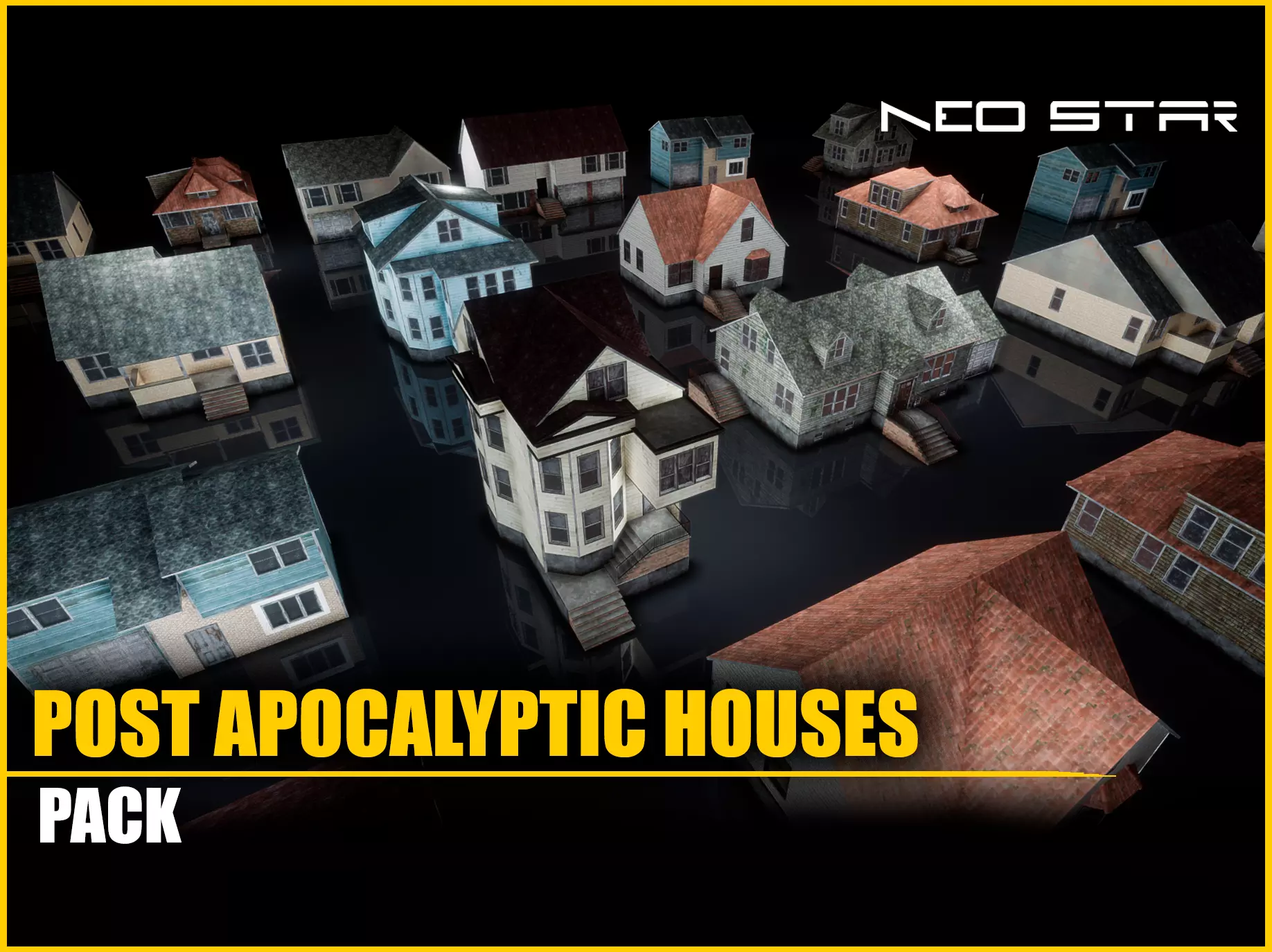 Post Apocalyptic Houses Low-poly 3D model_0