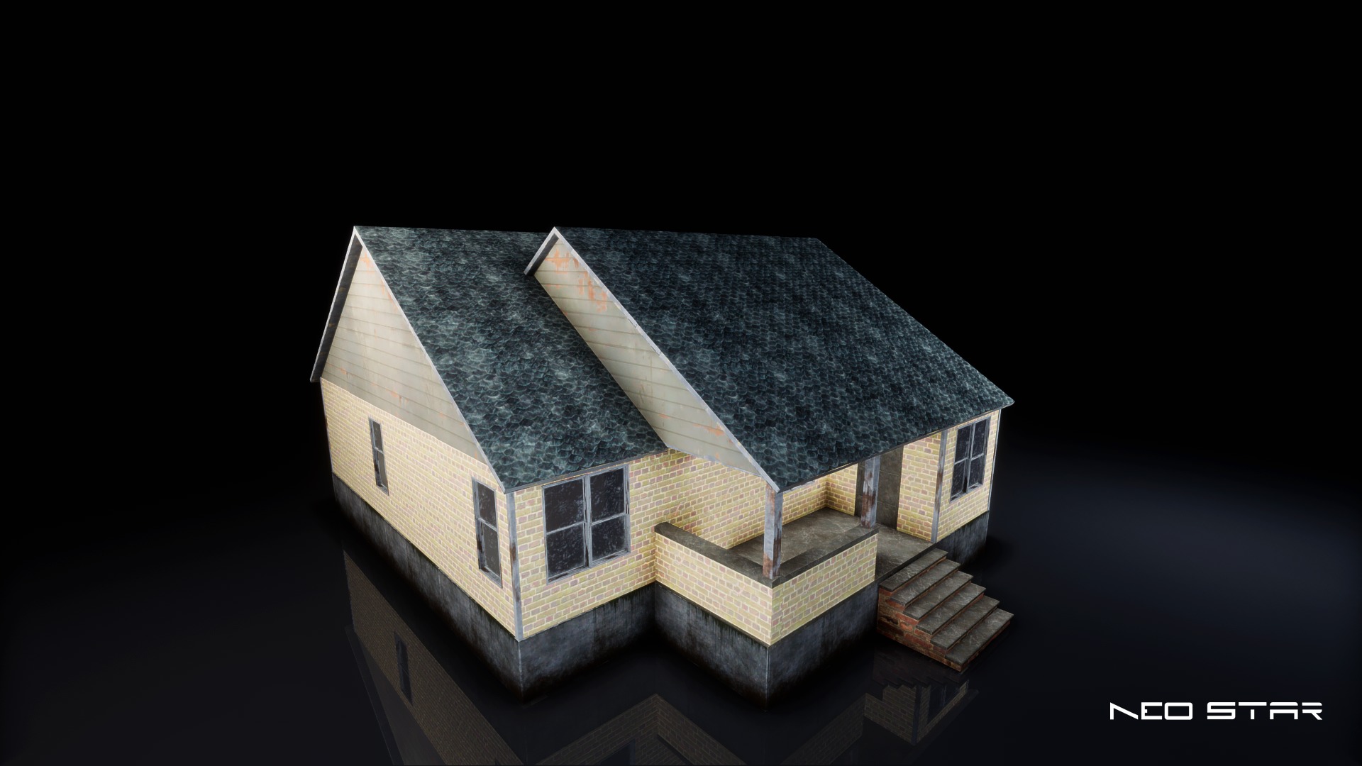 Post Apocalyptic Houses Low-poly 3D model_4