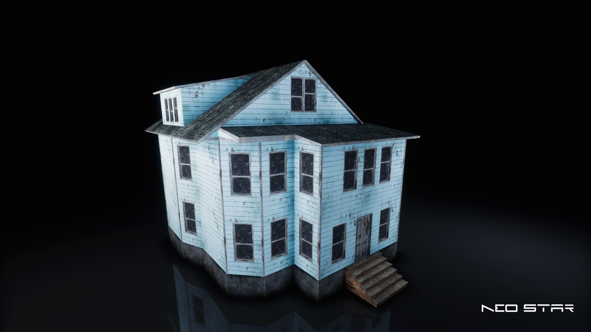 Post Apocalyptic Houses Low-poly 3D model_3
