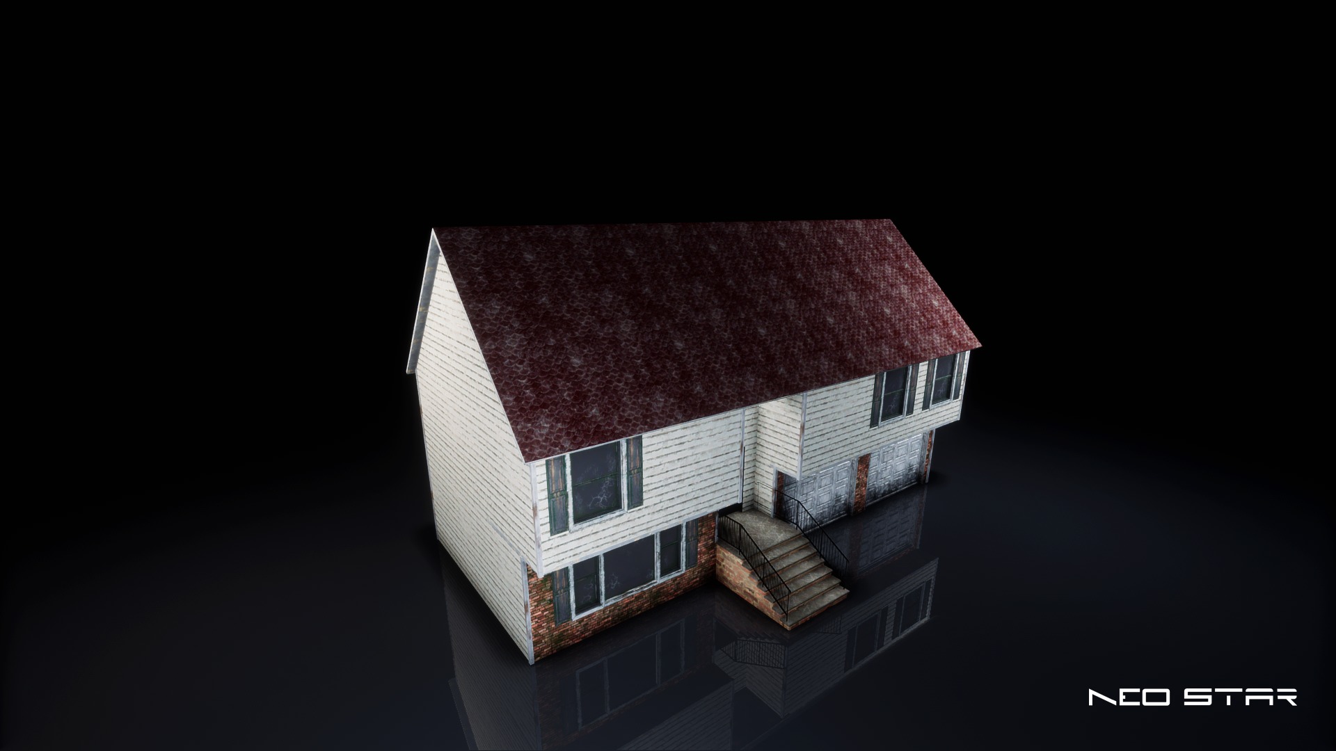 Post Apocalyptic Houses Low-poly 3D model_5
