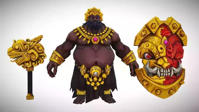 Man - Indian Black Male God Personage Hero Boss Lowpoly