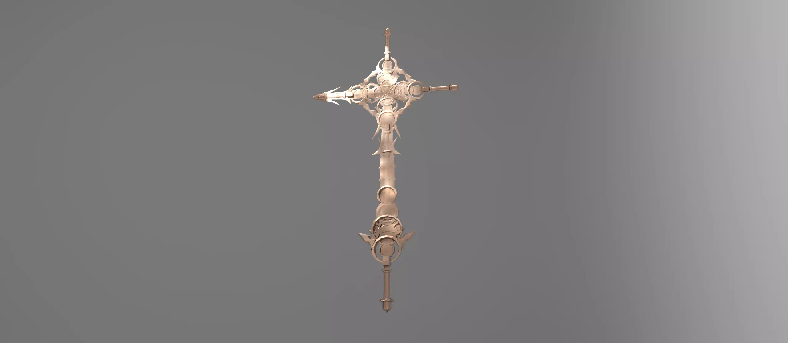 Monster slayer sword holy cross Low-poly 3D model_0