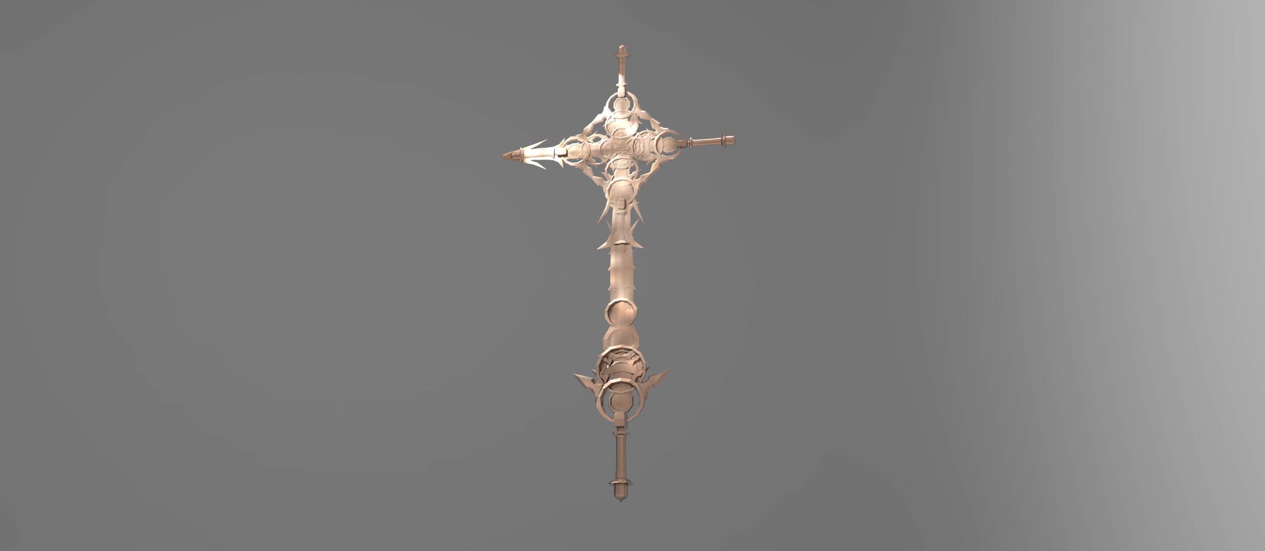 Monster slayer sword holy cross Low-poly 3D model_3