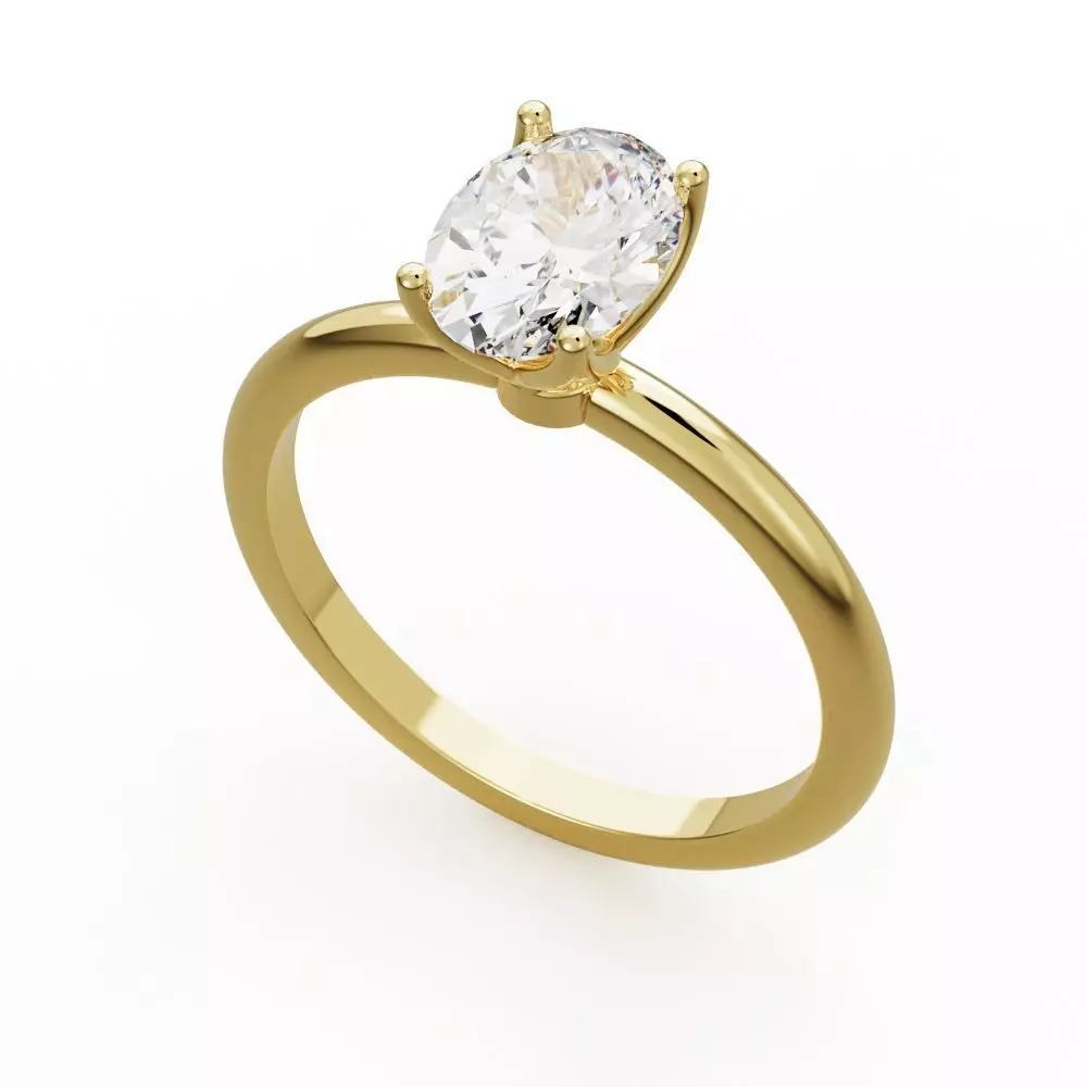 Oval solitarie ring ready for 3D print 3D print model