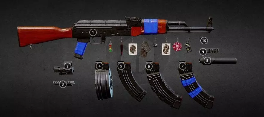 AK Assault Rifle with Customizable Body Kits - High-Quality Low-poly 3D model