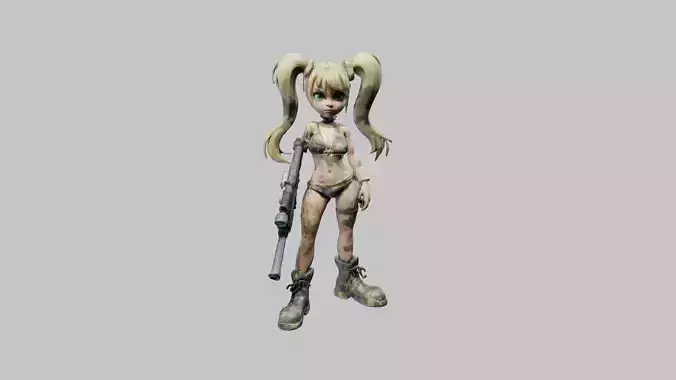 Blonde Twintailed Mercenary Girl
