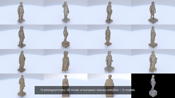 13 photogrammetry 3D model of european statues collection 