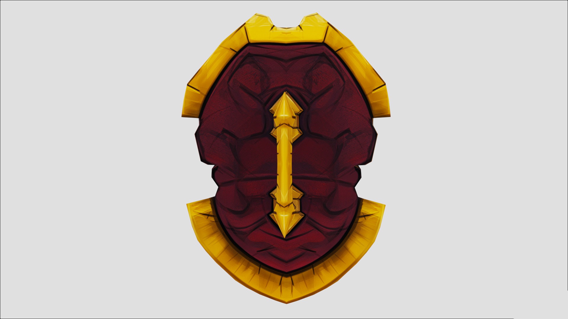 Golden Shield Mask Red Muscle Mutation Lowpoly Weapon Low-poly 3D model_8