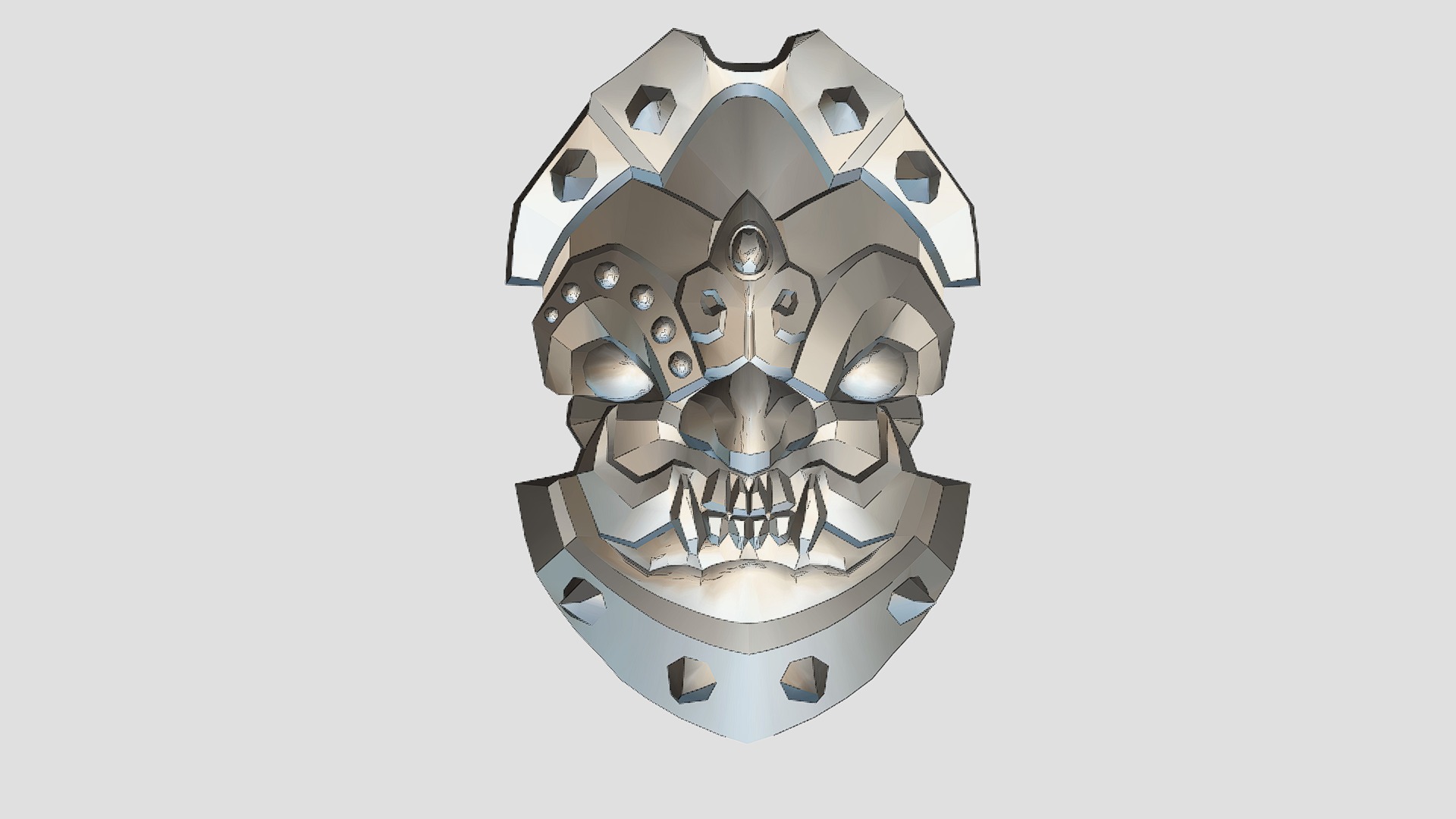 Golden Shield Mask Red Muscle Mutation Lowpoly Weapon Low-poly 3D model_11