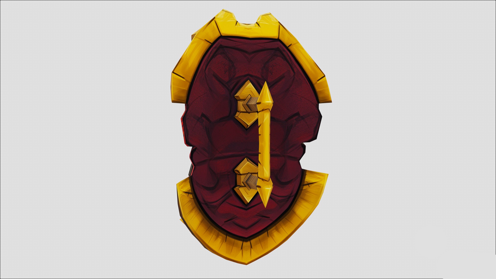 Golden Shield Mask Red Muscle Mutation Lowpoly Weapon Low-poly 3D model_9