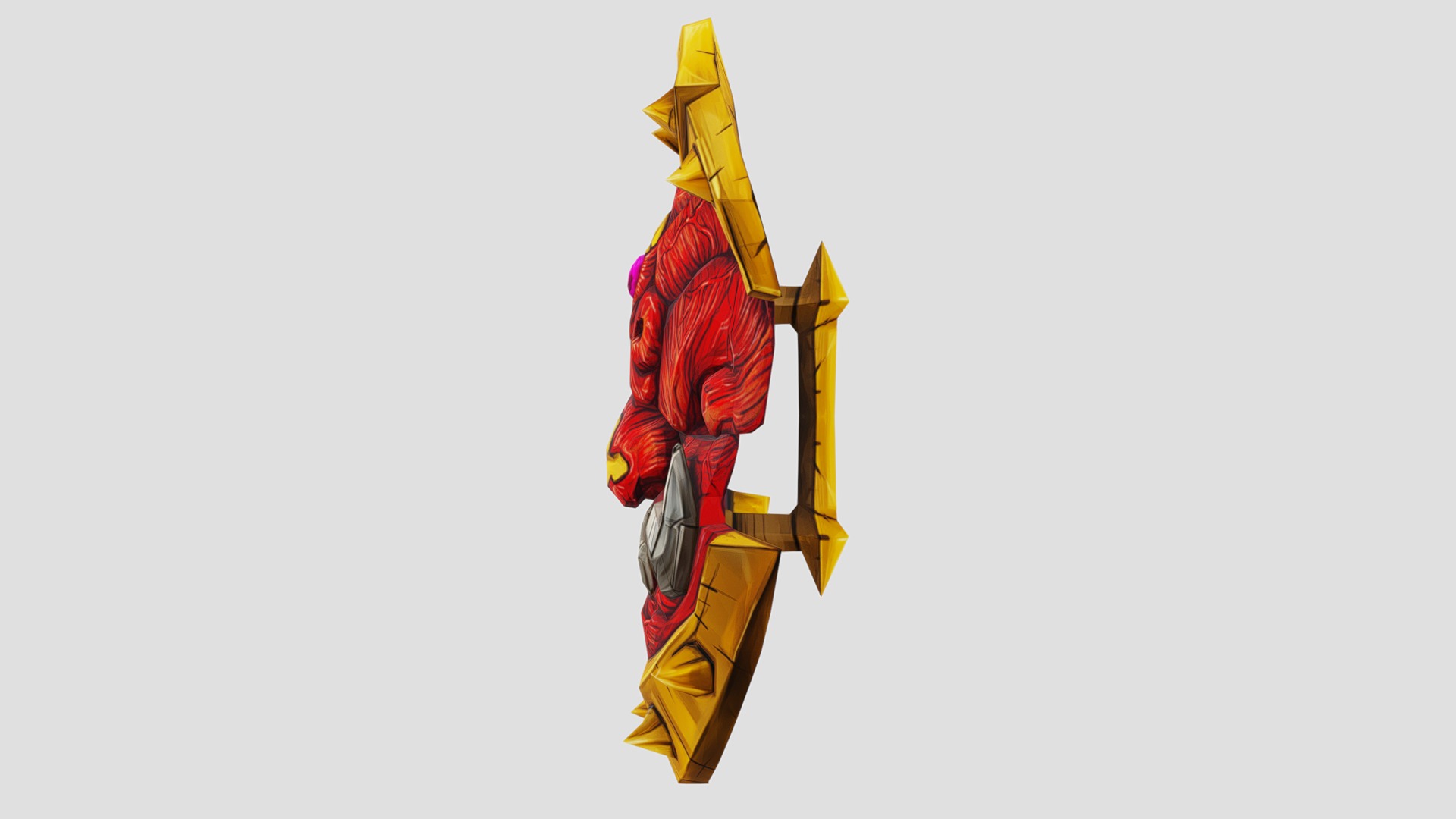 Golden Shield Mask Red Muscle Mutation Lowpoly Weapon Low-poly 3D model_4