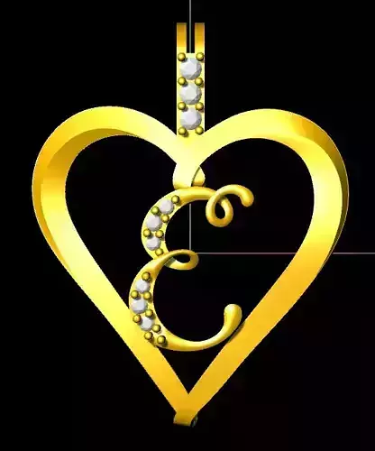 Alphabet Pendant - Letter E- Diamond-Studded 3D Model - P-5 3D print model