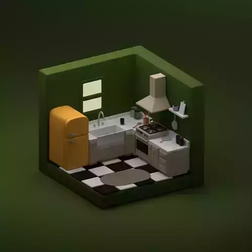 low poly kitchen