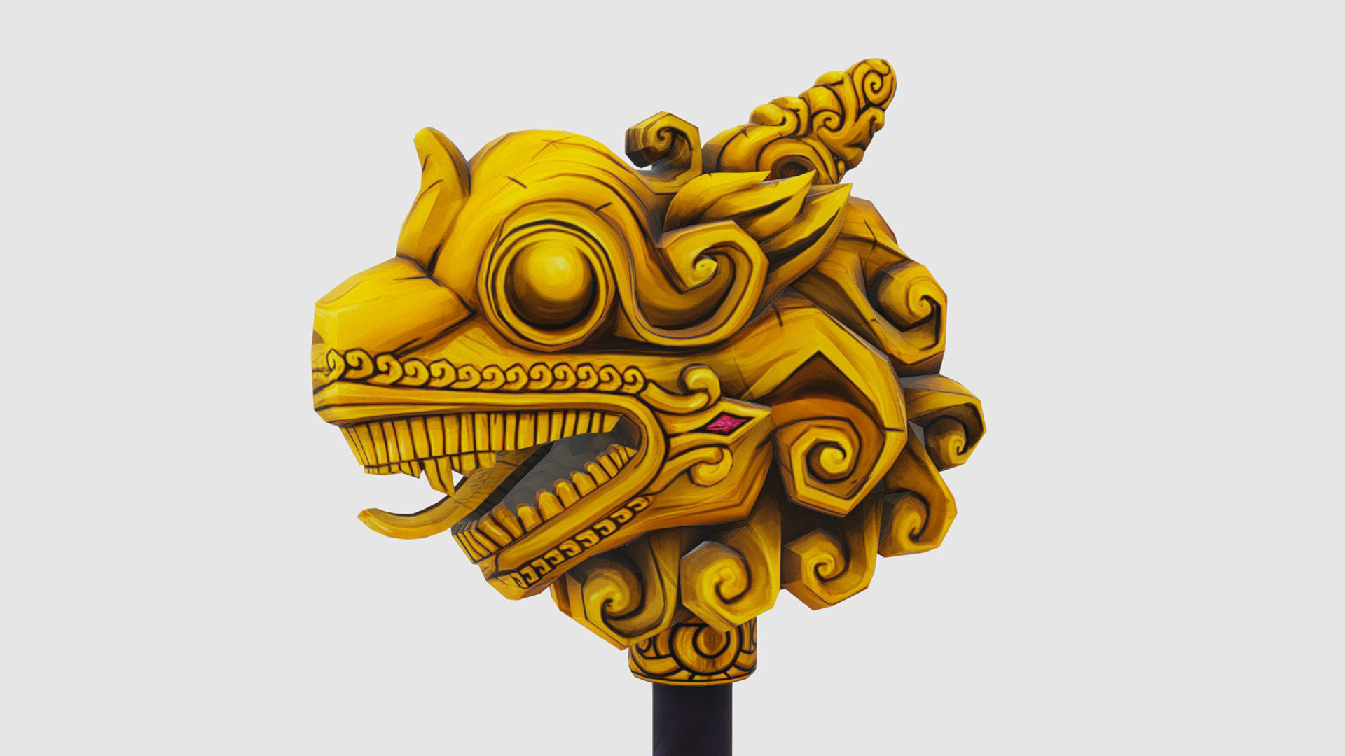Sledgehammer Golden Dragon Head Hammer Lowpoly Gavel Low-poly 3D model_8