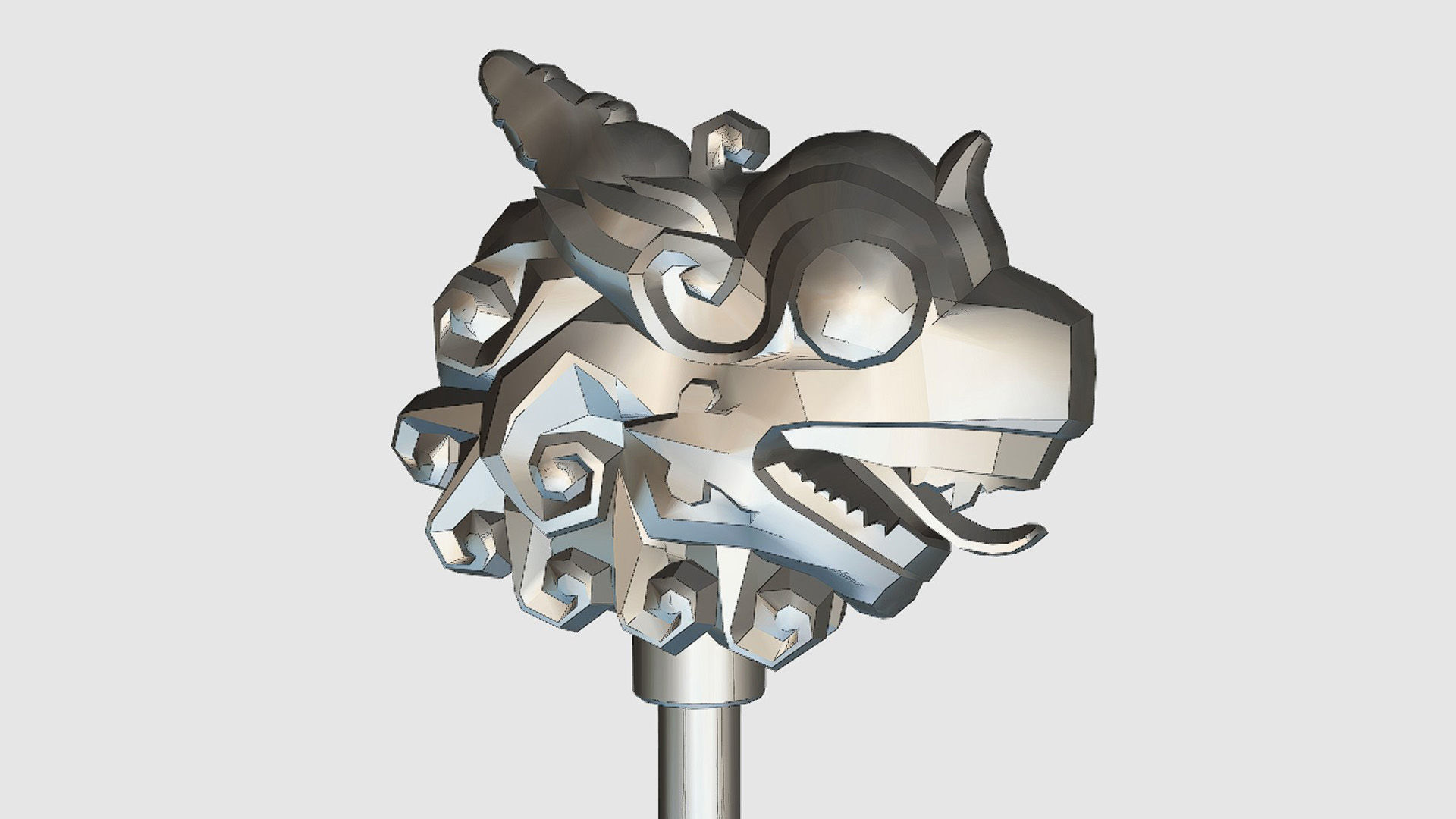 Sledgehammer Golden Dragon Head Hammer Lowpoly Gavel Low-poly 3D model_10